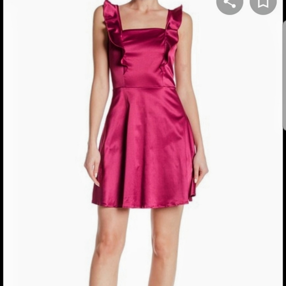 THE VANITY ROOM Ruffled Raspberry Strap Dress